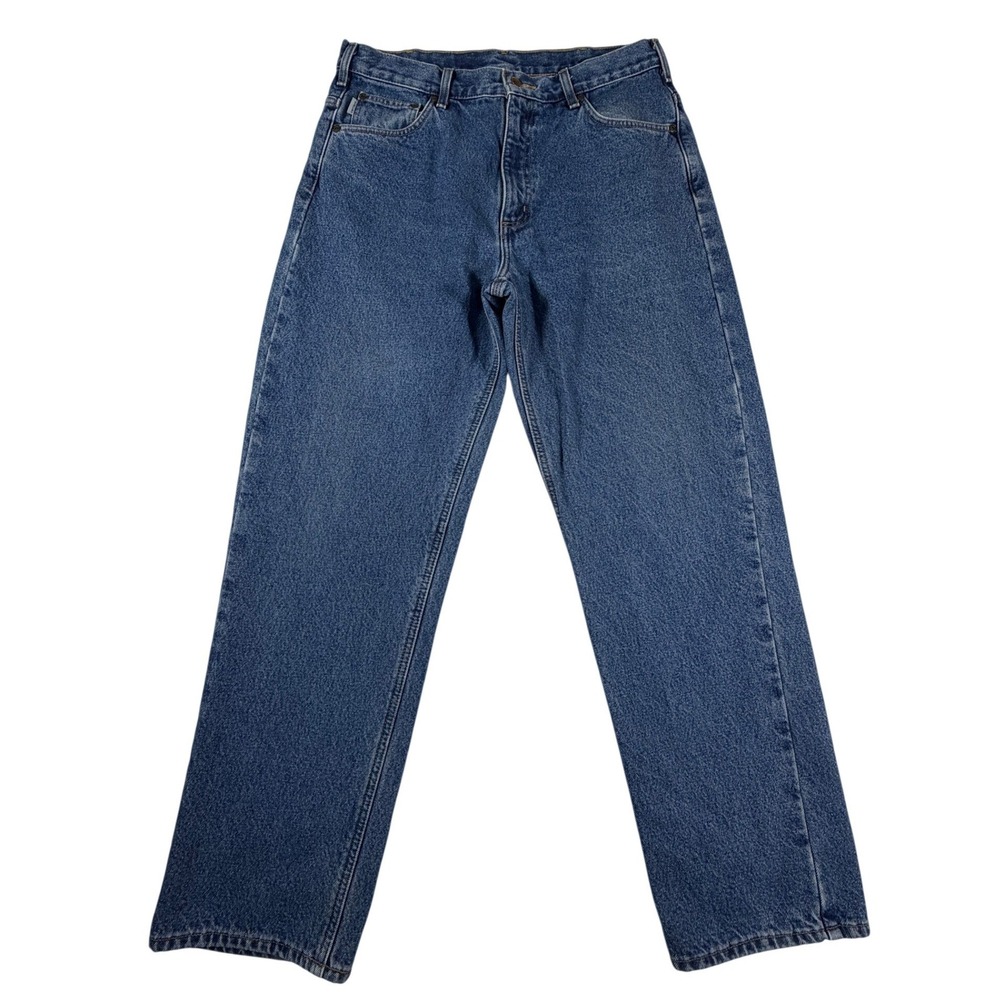 Carhartt B172 DST Flannel Lined Relaxed Fit Jeans Blue Denim Plaid Mens 36x32